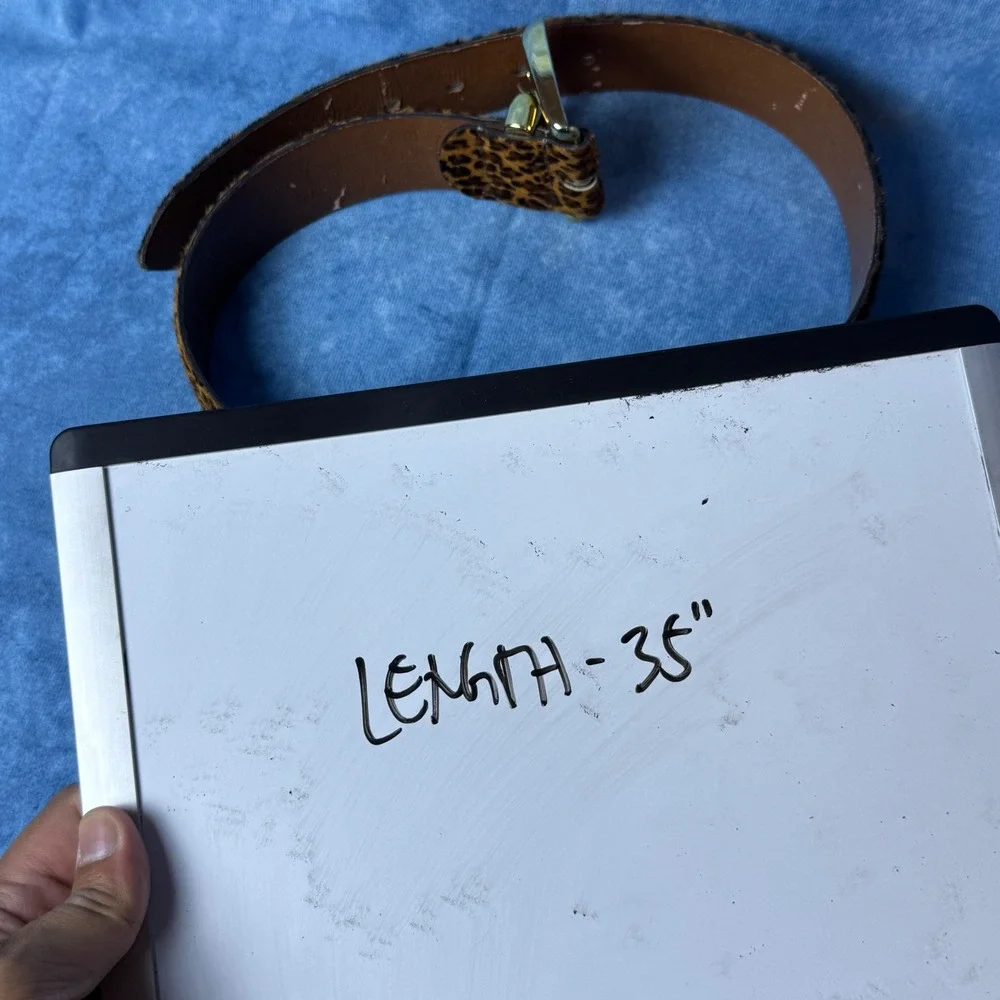 Genuine Leather Leopard Print Haircalf Belt Small USA Animal Print Western 35